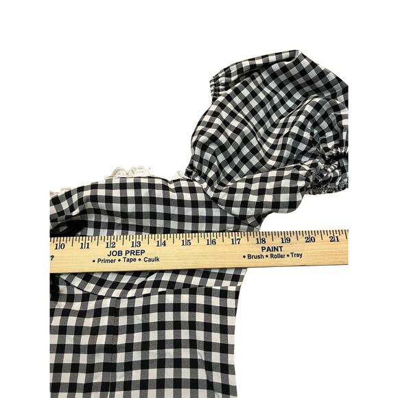 Cider Gingham Milkmaid Mini Dress Large Puff Sleeve Bow Coquette Cottagecore - Picture 8 of 10